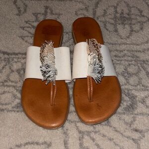 Stylish White and Tan Women's Sandals